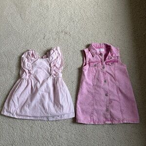 Zara Toddler Girls 2-3 Pink Denim Dress and Light Pink Sleeveless Dress Bundle